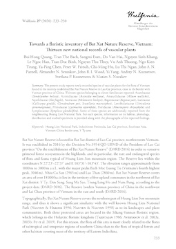 Towards a floristic inventory of Bat Xat Nature Reserve, Vietnam: Thirteen new national records of vascular plants